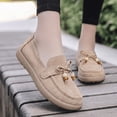 thumbnail image 7 of Domuza Women's Lace-Up Loafers Retro Round Toe Slip On Beaded Comfortable Non Slip Casual Flats Moccasins Shoes for Work Walking Camel 8（EU-40）, 7 of 7