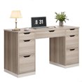 thumbnail image 4 of DreamCurship 55 inch Computer Desk with 7 Drawers, Executive Office Desk with Storage, Home Office Desk for Work Study Writing, Gray, 4 of 6