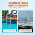 thumbnail image 4 of Dock Ladder, Flip-Up 3 Steps, 350 lbs Capacity, Aluminum Alloy Pontoon Boat Ladder with 2'' Wide Non-Slip Steps, Easy Install for Marine/Pool/Lake Boarding, 4 of 11