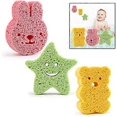 thumbnail image 1 of Set of 3 Baby Bath Sponges, Soft and Comfortable Natural Sponges with Colorful Star-Shaped Sponges, 1 of 4