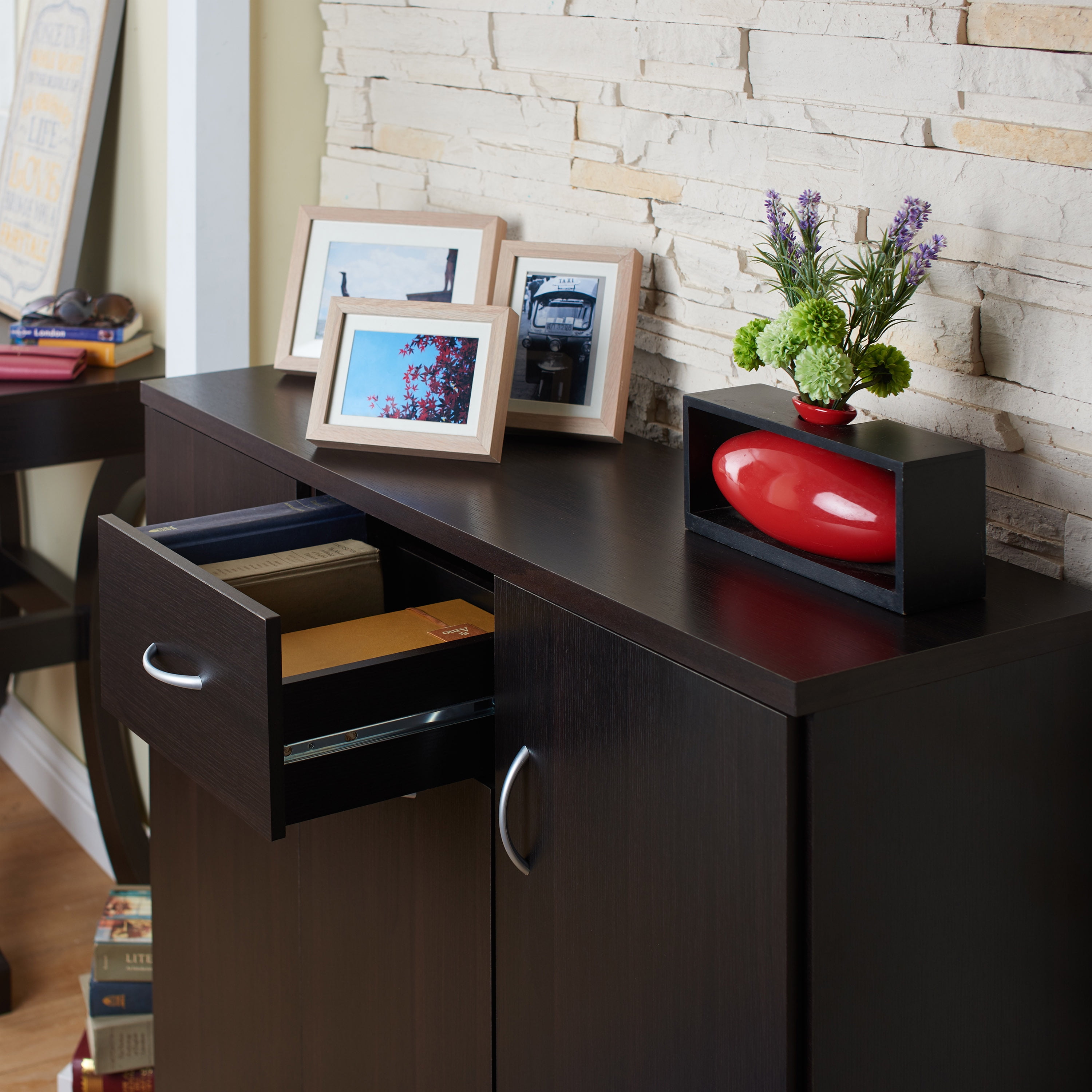 Furniture of America Keri 10-Shelf Wood Espresso Shoe Cabinet for 14 Shoes