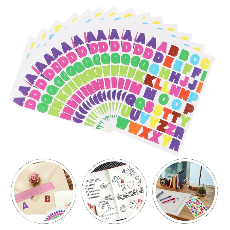 7 Sheets Letter Sticker- Colorful Alphabet Sticker Self Adhesive Vinyl  Letter Stickers for DIY Scrapbooking Gifts Box Card Craft
