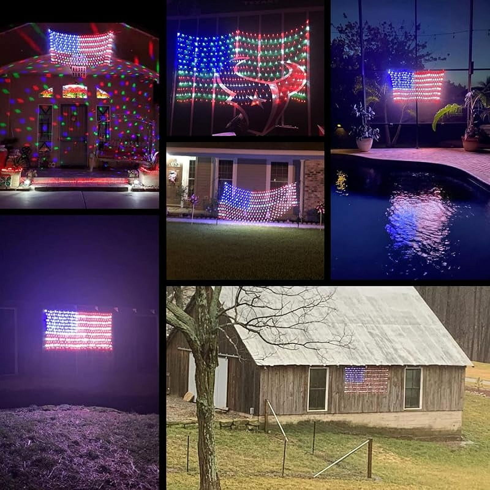 TAPLCVY American Flag 420 LED Net Lights, Independence Day Decorations, Waterproof IP44 Red White Blue Outdoor Mesh Lights for 4th of July Yard Party