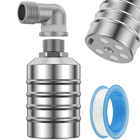 Adifare Automatic Water Level Control Valve 304 Stainless Steel Mini Floating Ball Valve Water Level Control Float Valve Water Level Controller for Water Tank