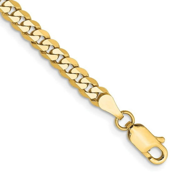 Primal Gold 14 Karat Yellow Gold 3.9mm Flat Beveled Curb Chain Anklet