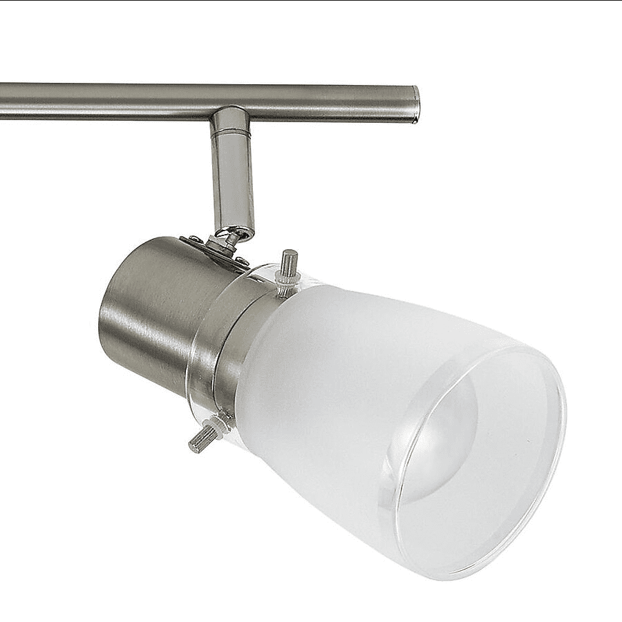 35.6" Dimmable Decorative Track Lighting Kit, Brushed Steel Finish Flush Mount Ceiling Light Fixture with Frosted Glass Shades, Foldable Arms with E26 Base Adjustable Heads (4-Light)