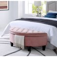 thumbnail image 1 of Inspired Home Ottoman de Rangement en Velours Libby Demi-Lune Capitonné, Blush, 1 of 9