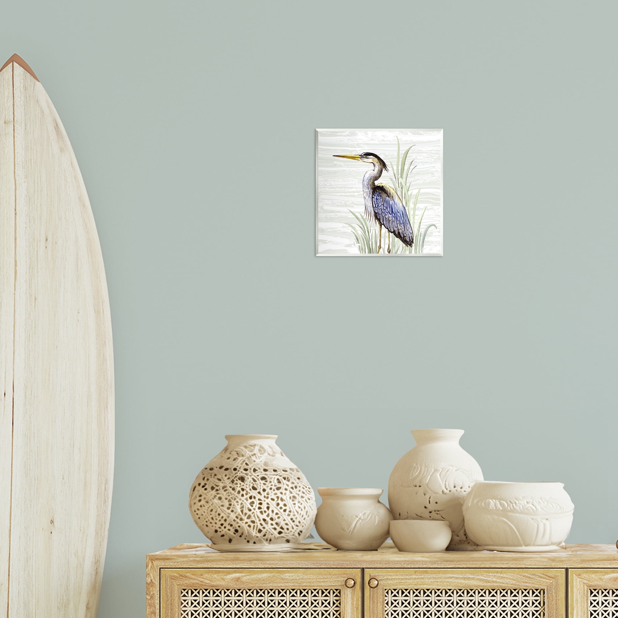 Stupell Industries Beach Bird Simple Heron Animals Painting Unframed Art Print Wall Art, 12 x 12