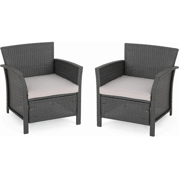Christopher Knight Home Louisa Outdoor Wicker Club Chairs (Set of 2), Gray and Silver