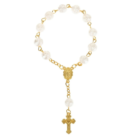 KAKOWELY Pulsera de cuentas de rosario de peregrinación con cadena de oración y delicado rosario