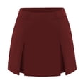 thumbnail image 2 of ClodeEU Women's High-Waisted Culotte Skirt with Double Slits,Side Zipper A-Line Stretchy Skort Wine,Womens Plus S, 2 of 7
