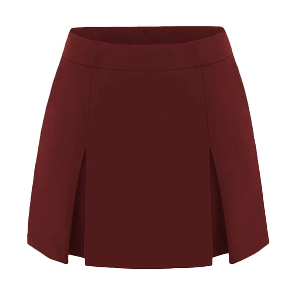 Sexlip Womens High Waist Pleated Mini Skirt A Line Design Stretchy Fabric Relaxed Silhouette for Casual Hangouts Red XL