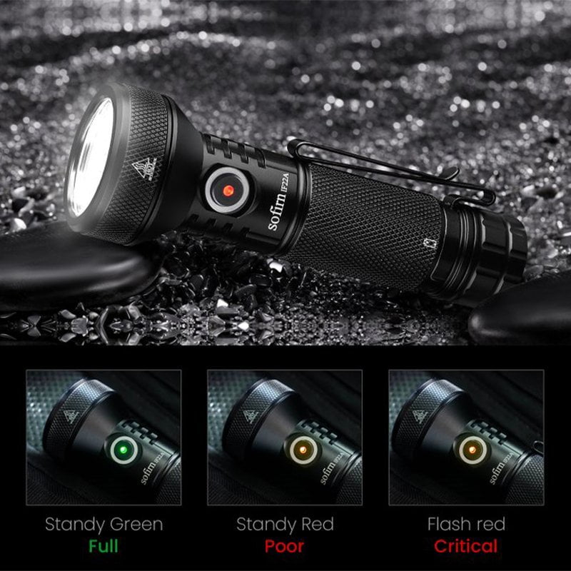 Sofirn IF22A Rechargeable EDC Flashlight Spotlight, Powerful SFT40 LED Max 2100 Lumens, Long Beam Distance Light IF22A with 21700 battery-Black-China