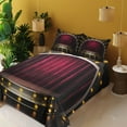 thumbnail image 2 of Ambesonne Theatre Fitted & Top Sheet Set with Shams, Stage Arts Drapes Curtains, Burgundy and Yellow, 2 of 5