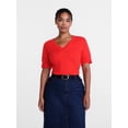 thumbnail image 2 of Scenario Women's V-Neck Lightweight Sweater with Short Sleeves, Sizes XS-XXXL, 2 of 6