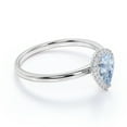thumbnail image 3 of JeenMata 1 Carat Pear Shaped Created Aquamarine Halo Wedding Ring in 18k White Gold over Silver, 3 of 6