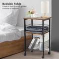 thumbnail image 3 of Small End Table, 3-Tier Side Table with Storage Basket, Industrial Style Side End Table for Living Room Bedroom Kitchen Bathroom, Rustic Brown, 3 of 7