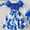 Blue, variant on WOYY Girls Flower Print A Line Dress Short Puff Sleeve Smocked Princess Dress, Sizes 3-10