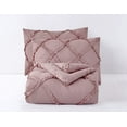 thumbnail image 4 of Chezmoi Collection Contemporary Ruffle Diamond 3 Piece Comforter Set, Queen, Woodrose, 4 of 8