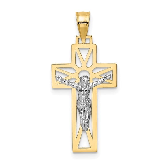 Auriga Fine Jewelry 14K Yellow Gold Crucifix Cross Pendant for Women (L-30 mm,W-13 mm)