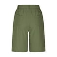 thumbnail image 5 of Sakmal High Waisted Womens Khaki Shorts Knee Length Straight Leg Work Chino Green Solid Trendy Ladies Shorts with Pockets, 5 of 9