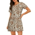 thumbnail image 1 of Disketp Indian Paisley1 para Camisón Corto de Manga Corta para Mujeres, Camisón Cómodo con Escote Redondo, Bonito y Confortable, 1 of 6