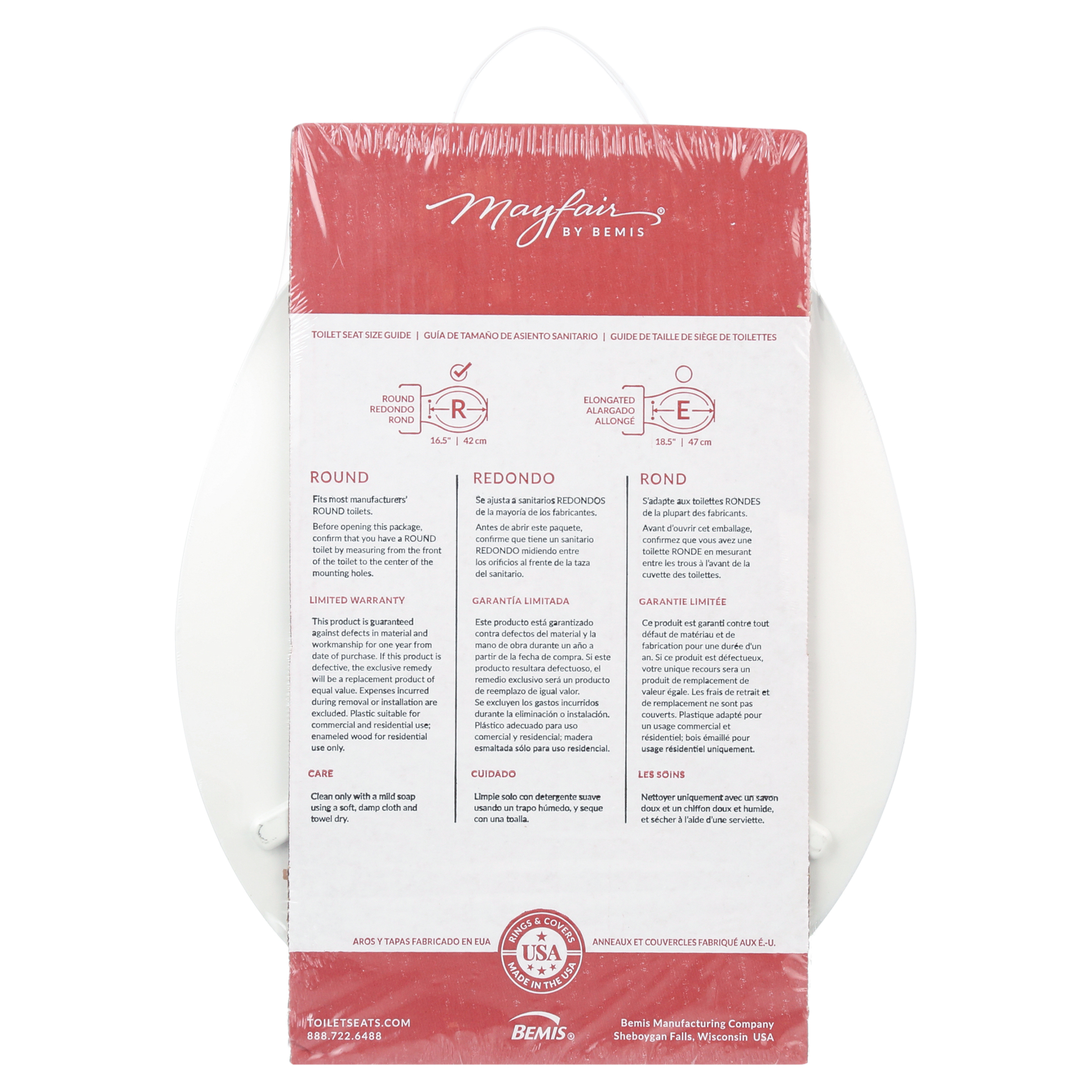 Mayfair Round Enameled Wood Toilet Seat in White photo 6