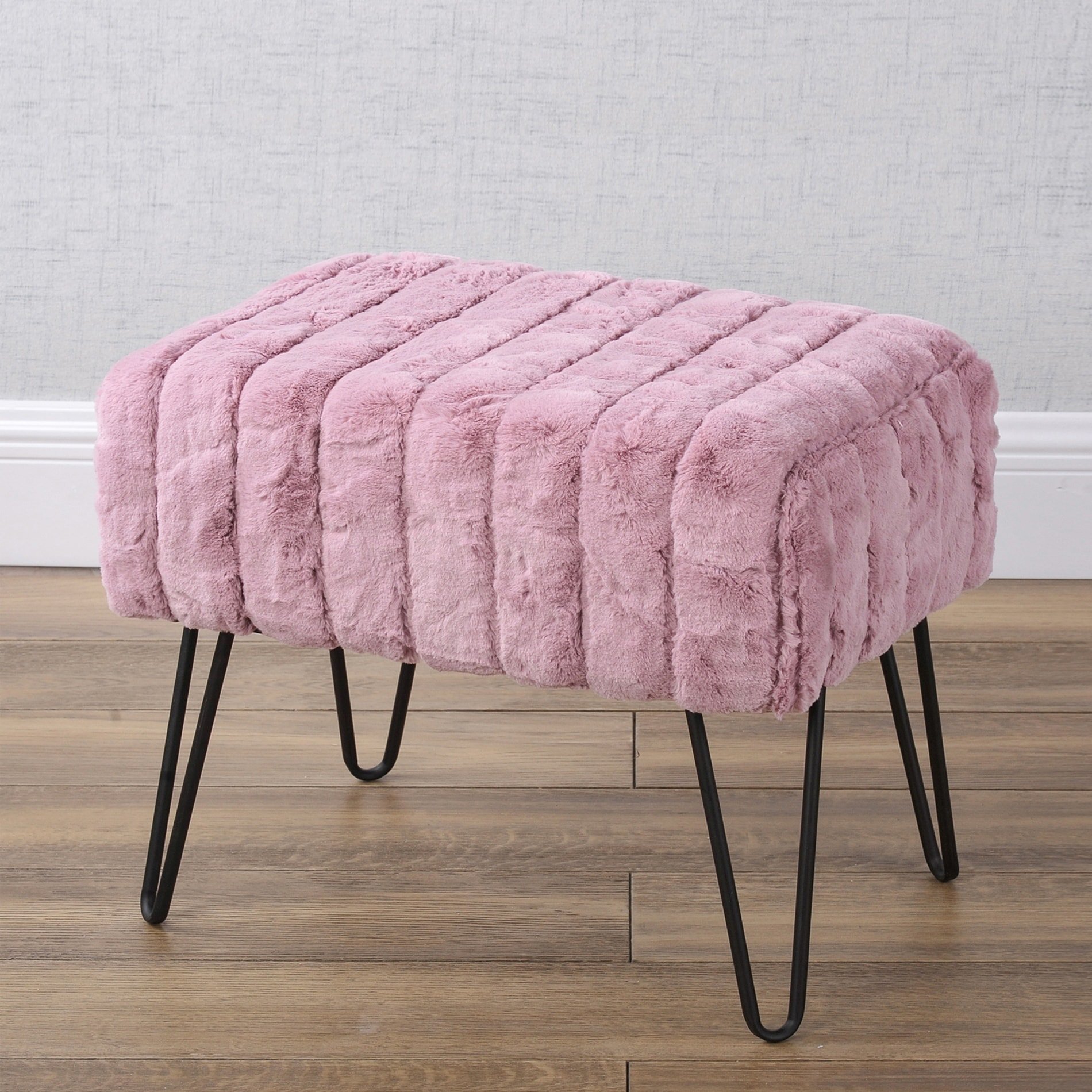 Super Mink Faux Fur Ottoman Bench 19 X 13 X 17 H 46 X 16 X 25 H Walmart Com Walmart Com