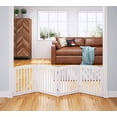thumbnail image 2 of Wooden Freestanding Foldable Pet Gate for Dogs, 24 inch 4 Panels Step Over Fence, Dog Gate for The House, Doorway, Stairs, Extra Wide (White, 24" Height-4 Panels), 2 of 8