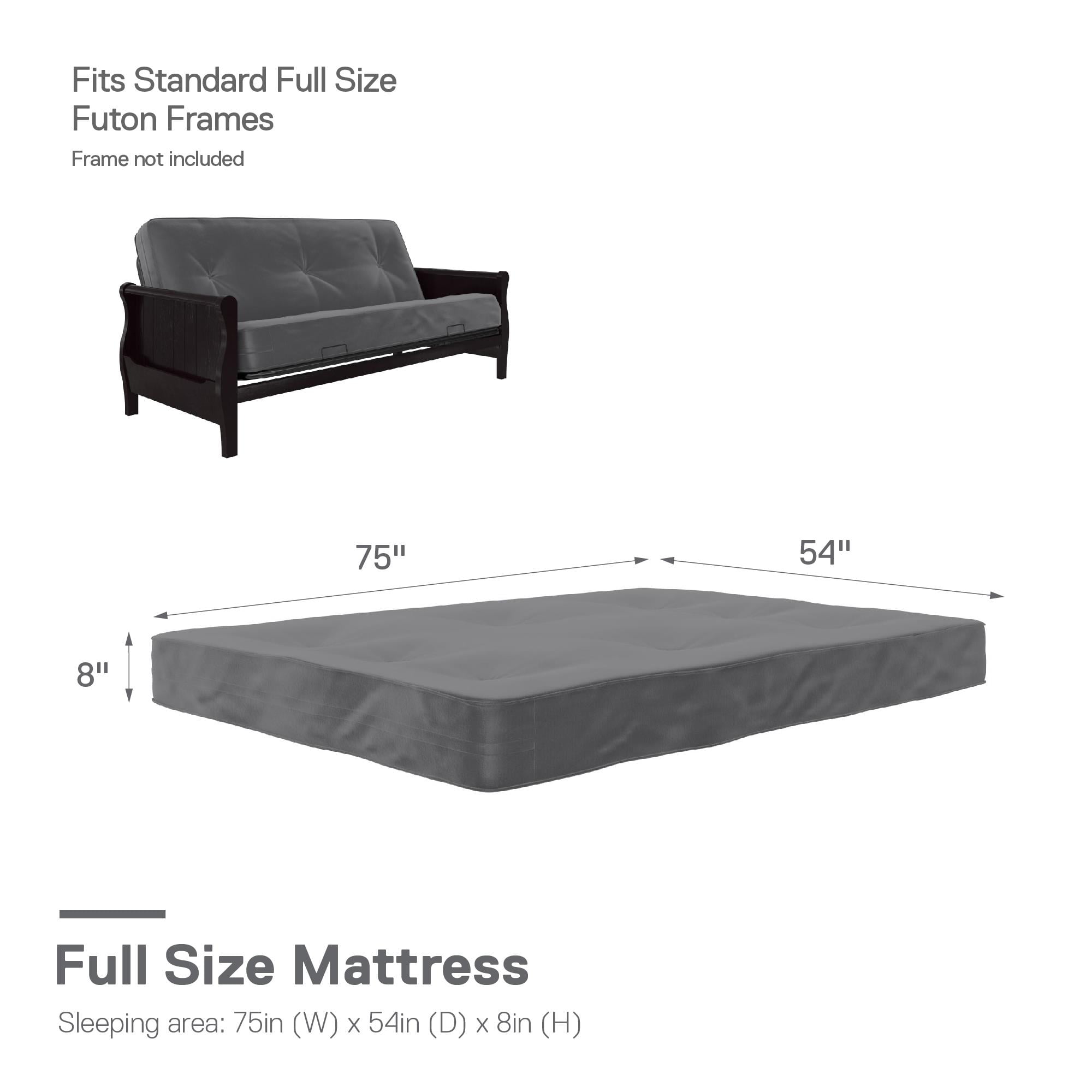 DHP Caden 8 Inch Full Size Futon Mattress Tufted Cover Recycled Polyester Fill Blue Walmart