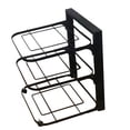 thumbnail image 1 of Estante de almacenamiento de cocina, soporte para ollas y sartenes negro multicapa de acero al carbono, organizador para el hogar, tres niveles, 45x24x7cm/17,7x9,4x2,8 pulgadas, 1 of 12