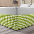 thumbnail image 1 of Chevron Bed Skirt, Vertical Bicolored Zigzags Abstract Motifs on Plain Backdrop Pattern, Elastic Bedskirt Dust Ruffle Wrap Around for Bedding Decor, 4 Sizes, White and Yellow Green, by Ambesonne, 1 of 2