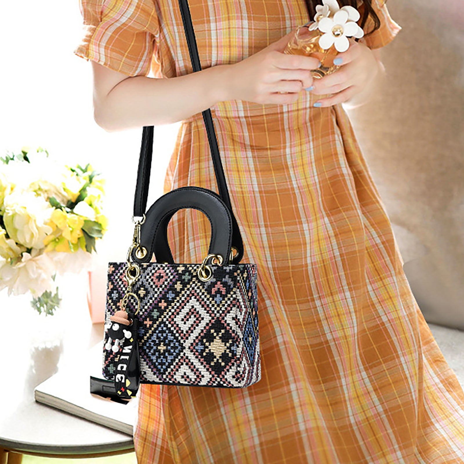 Mepaouo Vintage Crossbody Shoulder Bags for Women Small Clutch Tote Handbag Top Handle Casual Purse