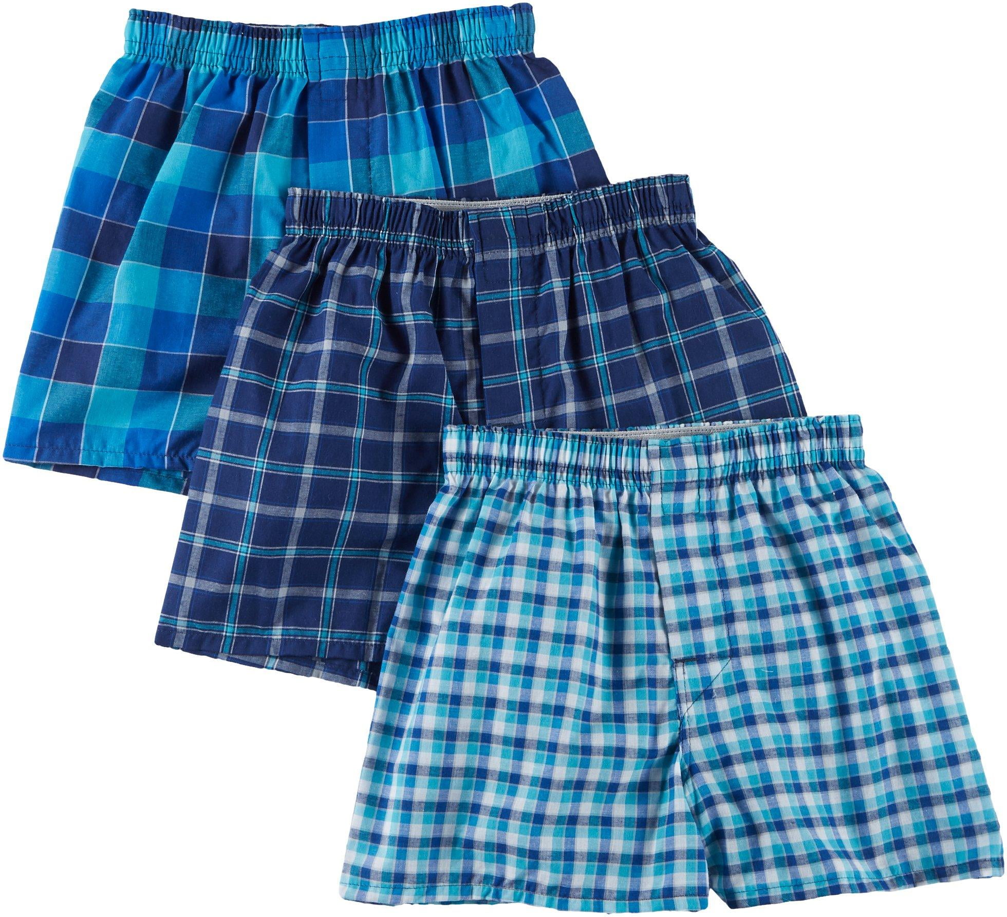Hanes Boys Underwear, 3 Pack Platinum Comfort Soft Plaid Boxers (Little ...