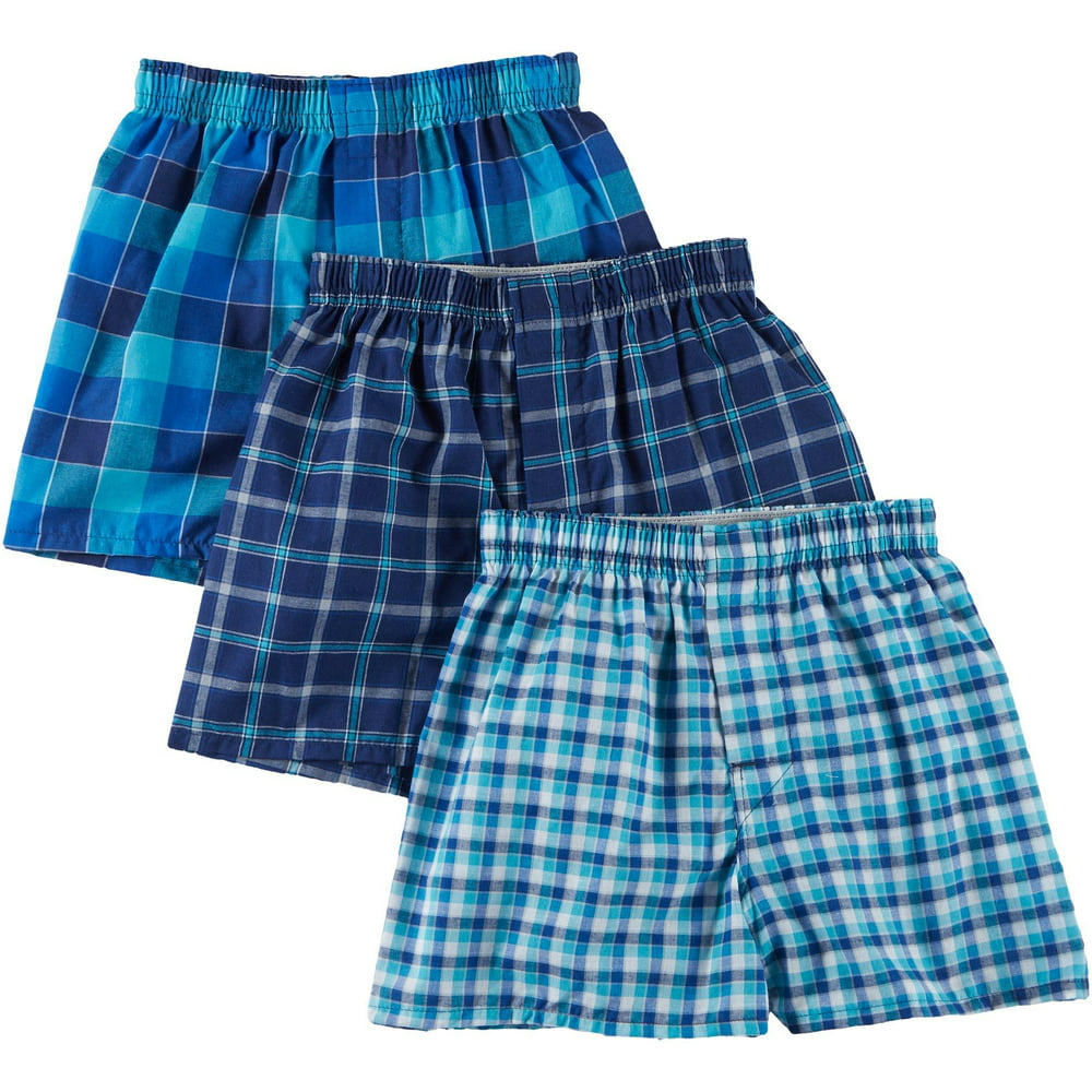 Hanes - Hanes Boys Underwear, 3 Pack Platinum Comfort Soft Plaid Boxers ...