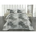 thumbnail image 2 of Ambesonne Tropical Quilted Coverlet 3 Pcs, Exotic Leaves Dots Dark, Queen Size, Charcoal Grey and White, 2 of 4