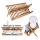 thumbnail image 5 of Plato de Fregadero Plegable de bambú de Doble Nivel Rack Organizador de Cocina, Estantes de Drenaje para Platos y Tazones Ventilación con Diseño Portátil y, 5 of 6
