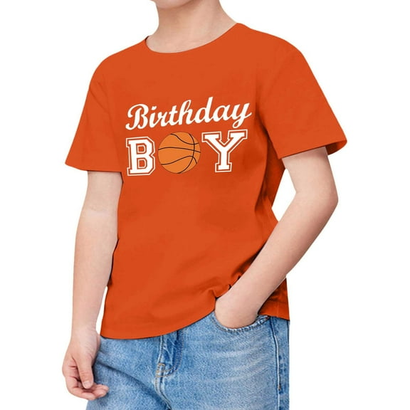 ibiyuan Boys Shirt Size 10,Shirts For Teen Kids Boy Child Short Sleeve Happy Brithday Prints T Shirt Trendy Boy Fans Present Tops