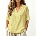 thumbnail image 3 of Asgosdo Summer Tops for Women Plus Size Half Sleeve V Neck Solid Color Loose Fit Blouses Basic Comfy Shirts, 3 of 6