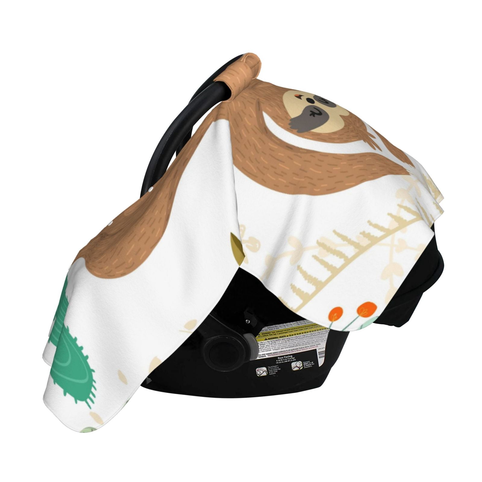 Naloa Cute Sloth In Yoga Pose Tree Baby Car Seat Cover, Breathable Baby Carrier Cover, Multiuse Baby Carrier Cover & Nursing Breastfeeding Cover