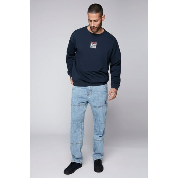 VISION STREET WEAR OLI - Loose Fit Pant with Adjustable Hems - Dark Stone Denim