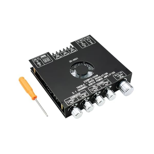 Placa amplificadora de potencia TPA3255 Bluetooth 5.1, HiFi, 2.1 canales, 220 W x 2 + 350 W, receptor de audio digital, módulo amplificador de potencia con control de agudos y graves para