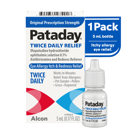 Pataday Twice Daily Allergy Itch Relief Eye Drops for Adults & Children Aged 2+ Years, 5ml
