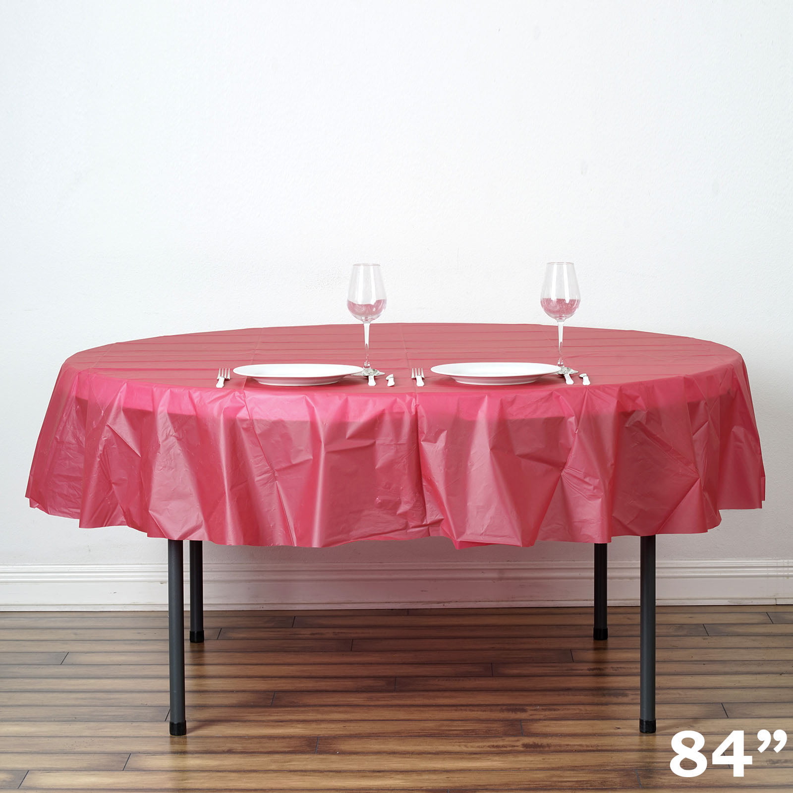 Pink ROUND 84" Disposable Plastic Tablecloth Table Cover Affordable Wholesale