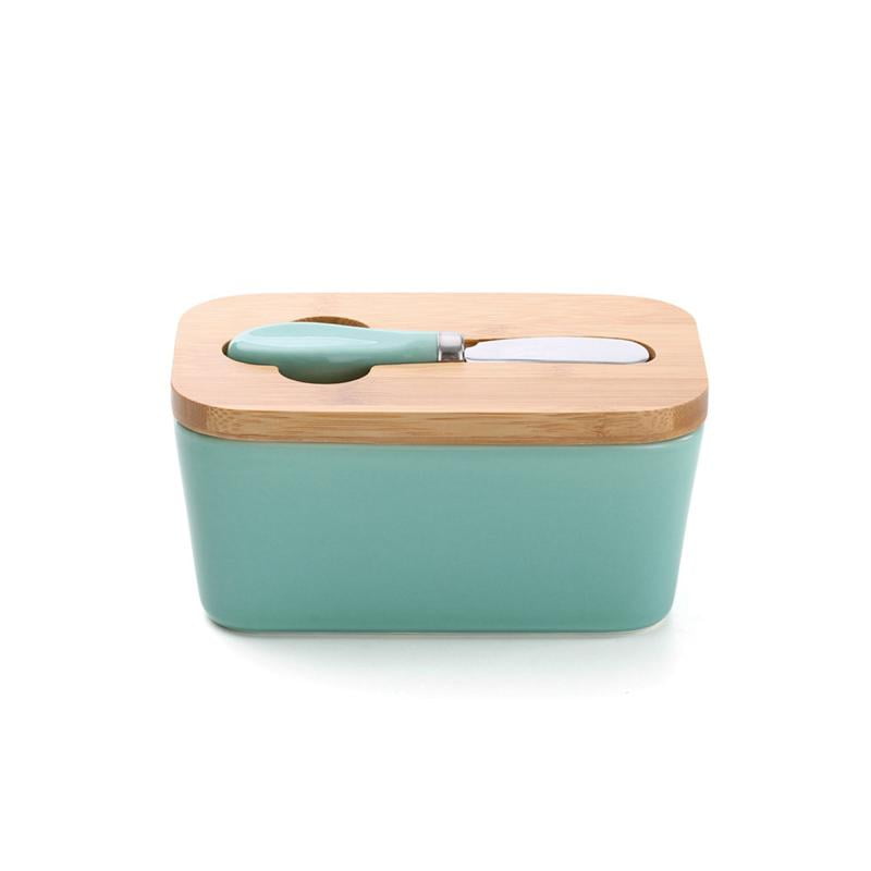 Square Butter Dish with Knife and Lid Cheese Storage Box