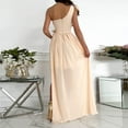 thumbnail image 2 of Abcnature Womens Maxi Dress, Women Solid Slimming One Shoulder Ruffles Split Dress, Plus Size Summer Casual Long Dresses, Wedding Guest Dresses Beach Party Dress Beige XXL, 2 of 5