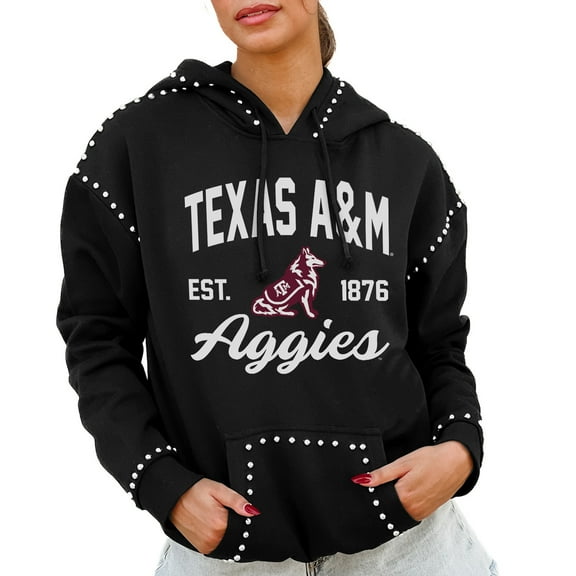 Women's Gameday Couture Black Texas A&M Aggies Studded Pullover Hoodie