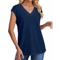 thumbnail image 2 of UVN Summer Shirts for Women V Neck Cap Sleeve Blouses Business Casual Womens Work Tops, 2 of 8
