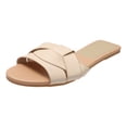 thumbnail image 7 of Slides for Women Fashion Splice Open Toe Sandals Casual Summer Beach Flat Shoes Comfortable Soft Leather Slip on Slippers White Size 6.5, 7 of 7