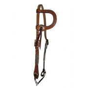 Showman Floral Tooled Single Ear Leather Headstall w/ Rawhide Accents